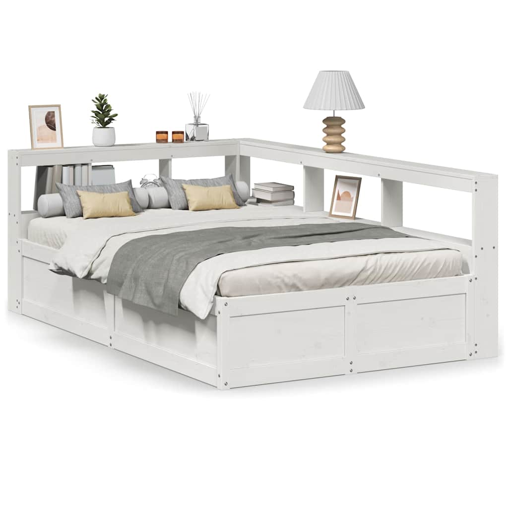 Letto Libreria senza Materasso Bianco 135x190 cm Legno di Pino - homemem39