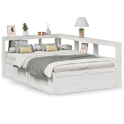 Letto Libreria senza Materasso Bianco 135x190 cm Legno di Pino - homemem39