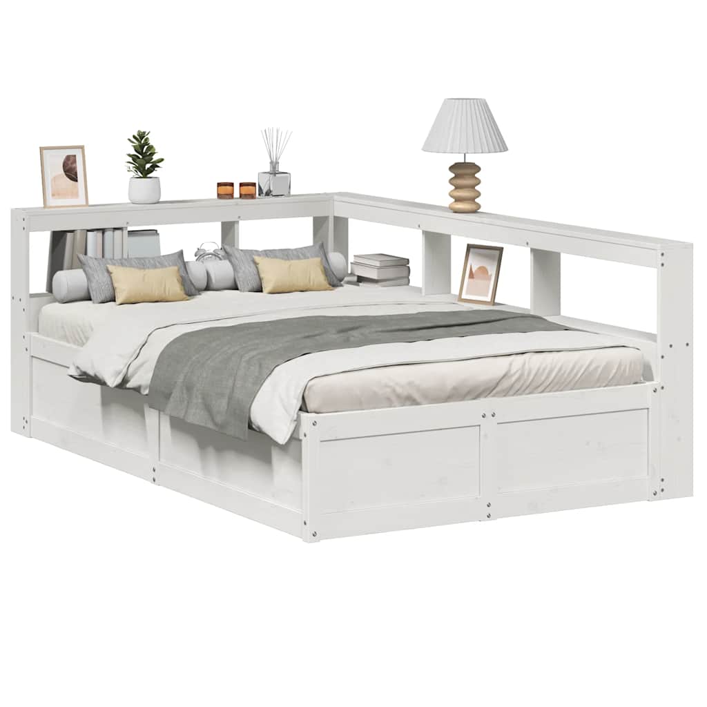 Letto Libreria senza Materasso Bianco 135x190 cm Legno di Pino - homemem39