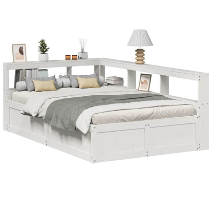 Letto Libreria senza Materasso Bianco 135x190 cm Legno di Pino - homemem39