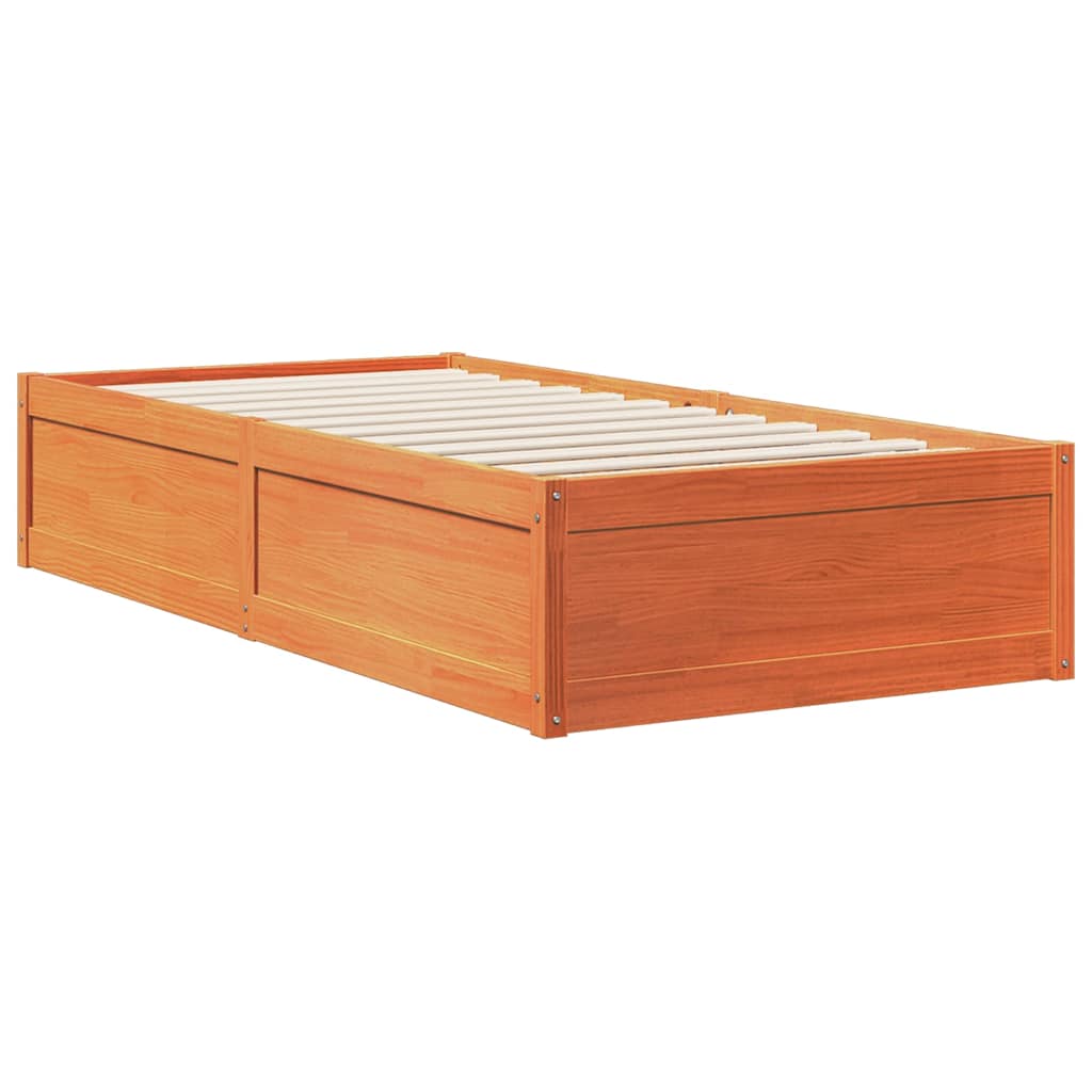 Letto Libreria senza Materasso Marrone Cera 90x190 cm in Pino - homemem39