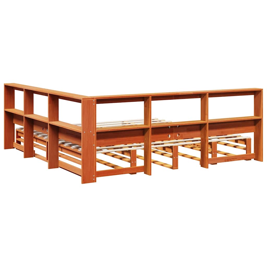 Letto Libreria senza Materasso Marrone Cera 180x200 cm in Pino - homemem39