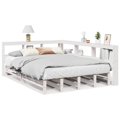 Letto Libreria senza Materasso Bianco 150x200 cm Legno di Pino - homemem39