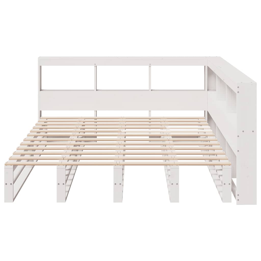 Letto Libreria senza Materasso Bianco 150x200 cm Legno di Pino - homemem39