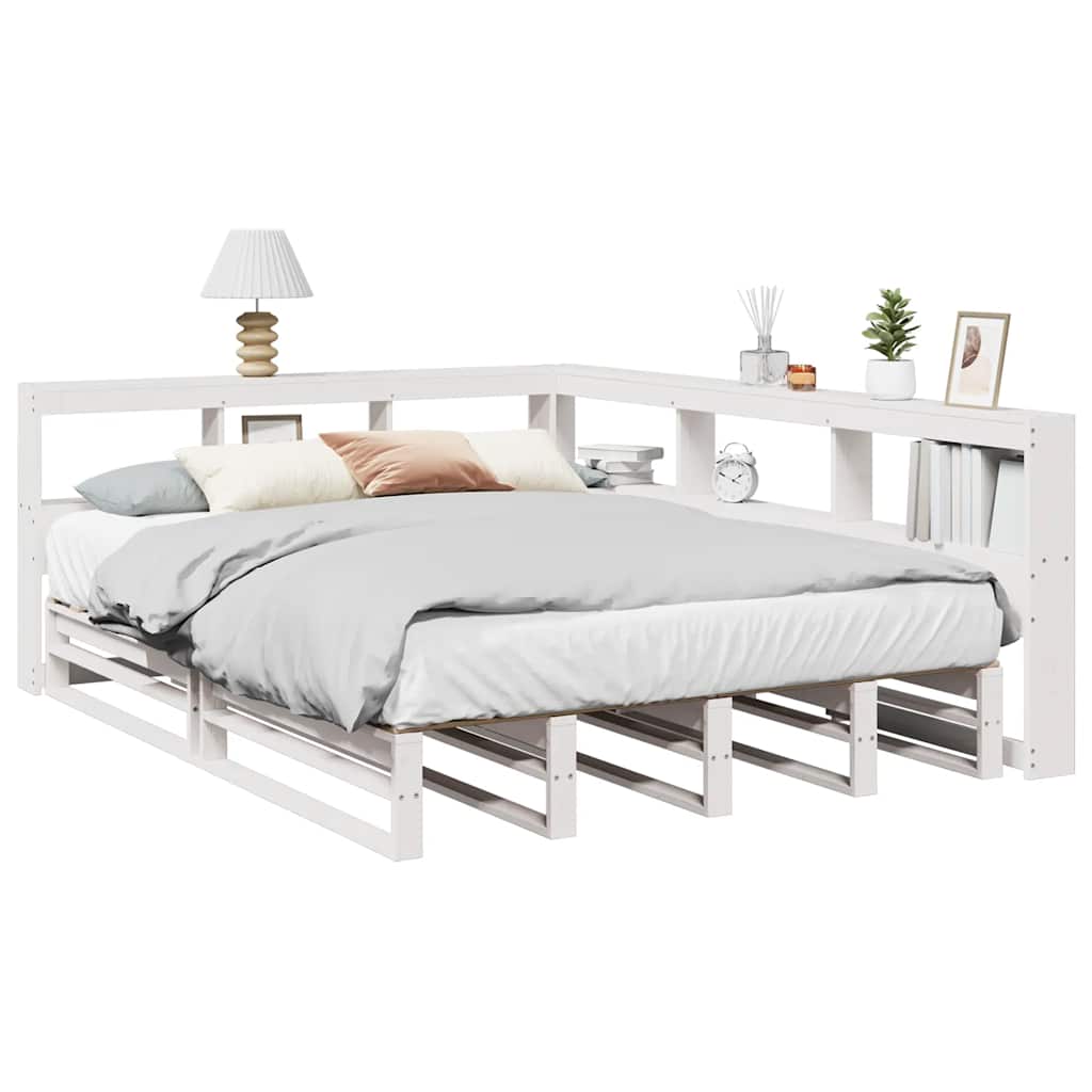 Letto Libreria senza Materasso Bianco 150x200 cm Legno di Pino - homemem39