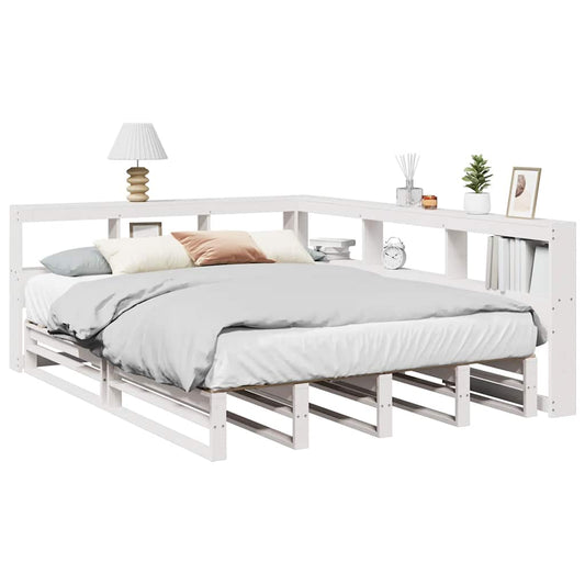 Letto Libreria senza Materasso Bianco 150x200 cm Legno di Pino - homemem39