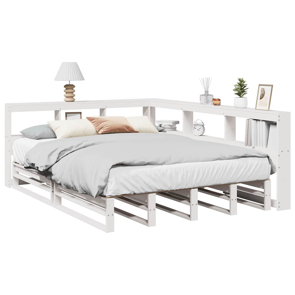 Letto Libreria senza Materasso Bianco 135x190 cm Legno di Pino - homemem39