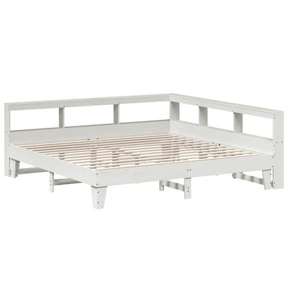 Letto Libreria senza Materasso Bianco 200x200 cm Legno di Pino