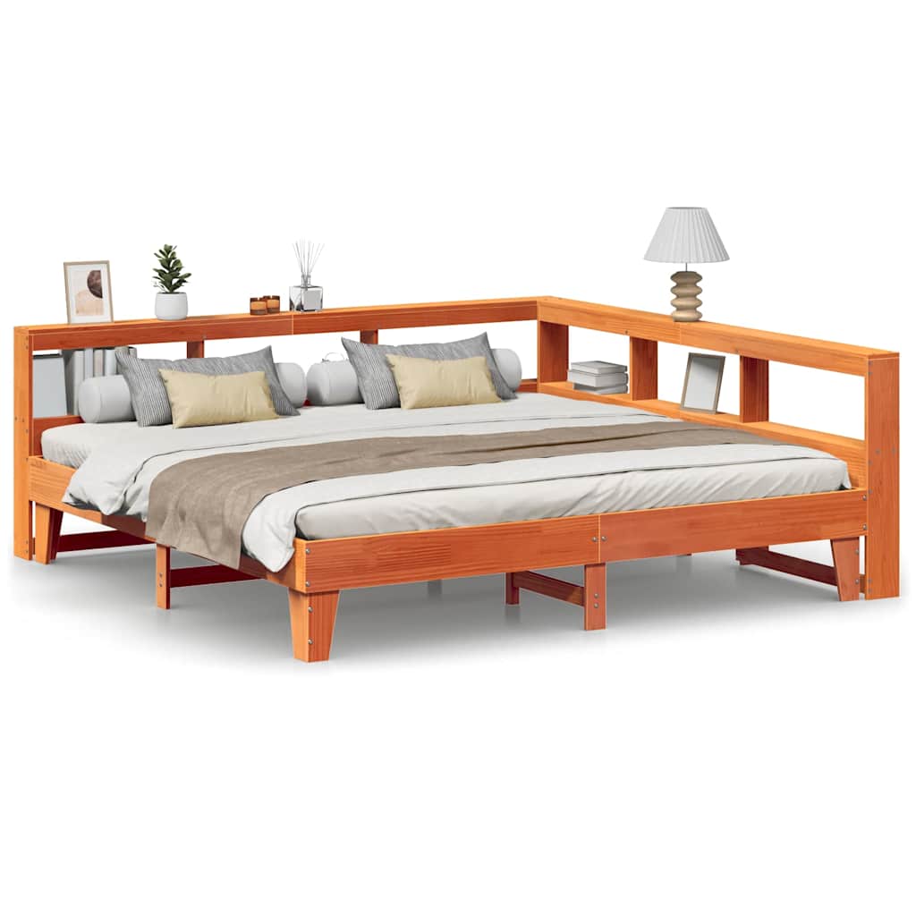 Letto Libreria senza Materasso Marrone Cera 180x200 cm in Pino - homemem39