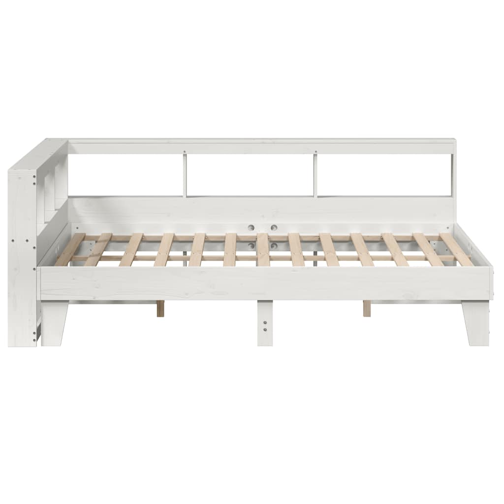 Letto Libreria senza Materasso Bianco 150x200 cm Legno di Pino - homemem39