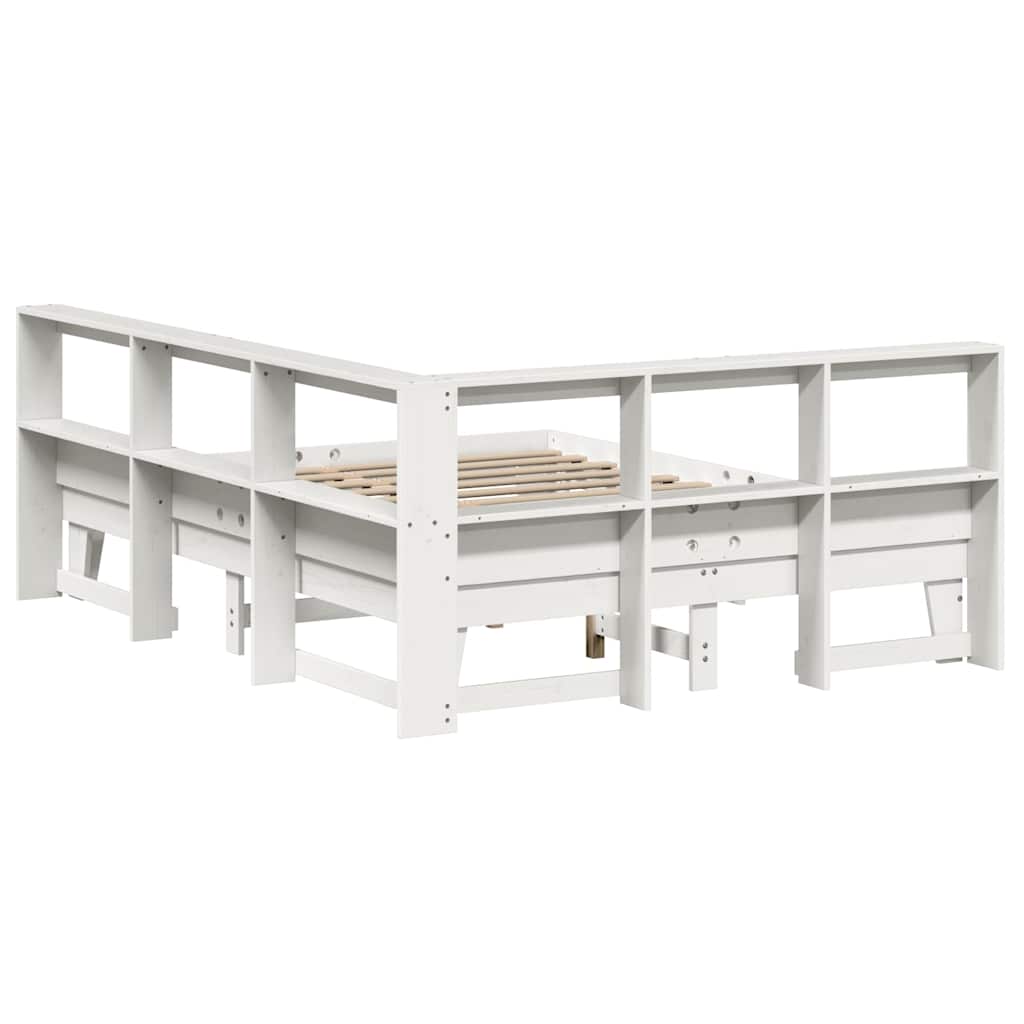 Letto Libreria senza Materasso Bianco 150x200 cm Legno di Pino - homemem39