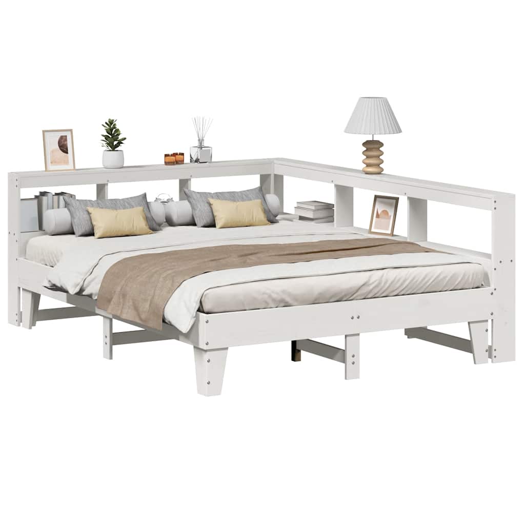 Letto Libreria senza Materasso Bianco 150x200 cm Legno di Pino - homemem39