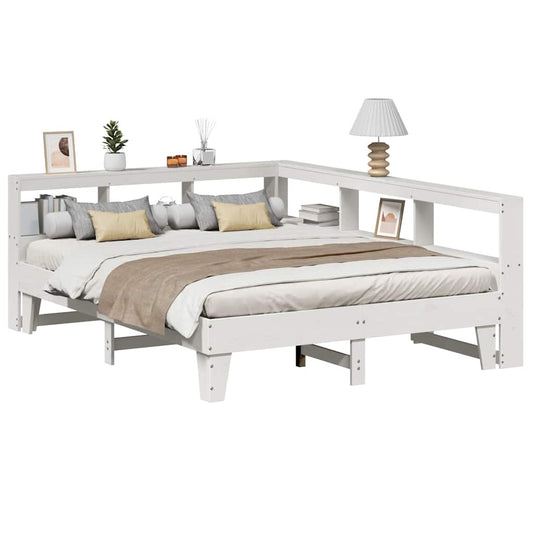 Letto Libreria senza Materasso Bianco 150x200 cm Legno di Pino - homemem39