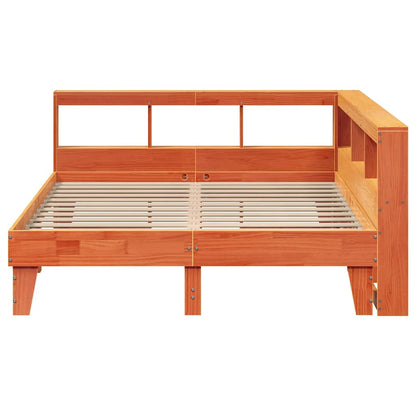 Letto Libreria senza Materasso Marrone Cera 140x200 cm in Pino - homemem39