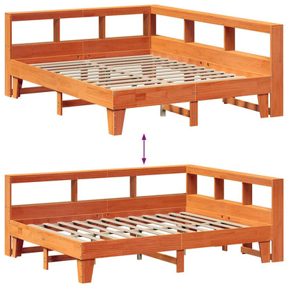 Letto Libreria senza Materasso Marrone Cera 140x200 cm in Pino - homemem39