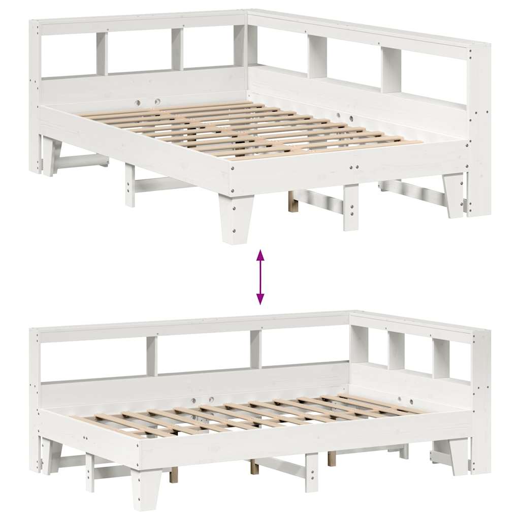 Letto Libreria senza Materasso Bianco 120x200 cm Legno di Pino