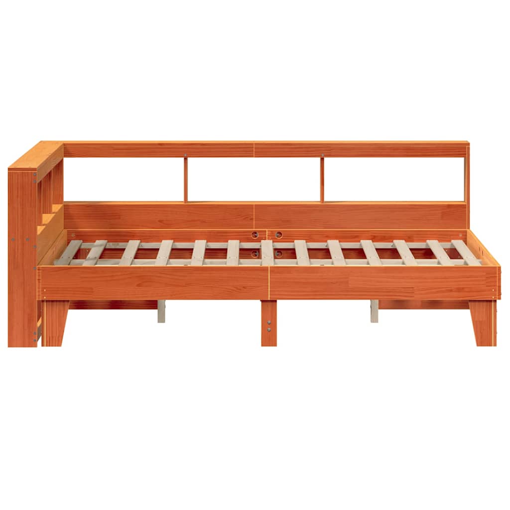 Letto Libreria senza Materasso Marrone Cera 120x200 cm in Pino - homemem39