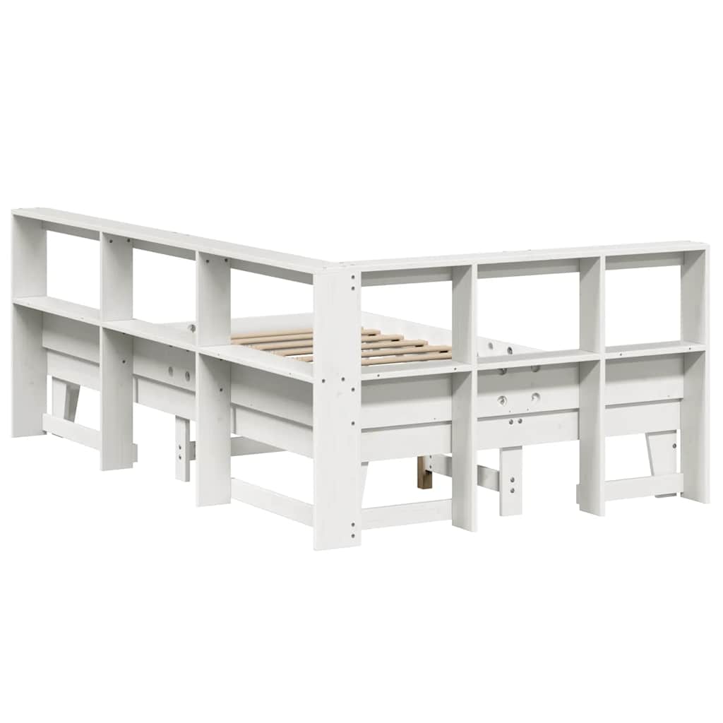 Letto Libreria senza Materasso Bianco 135x190 cm Legno di Pino - homemem39