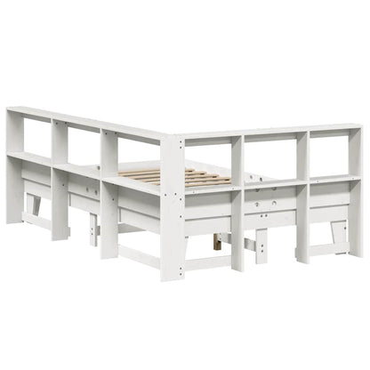 Letto Libreria senza Materasso Bianco 135x190 cm Legno di Pino - homemem39