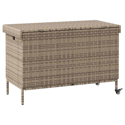 Contenitore da Giardino con Ruote Grigio 110x55x73cm Polyrattan