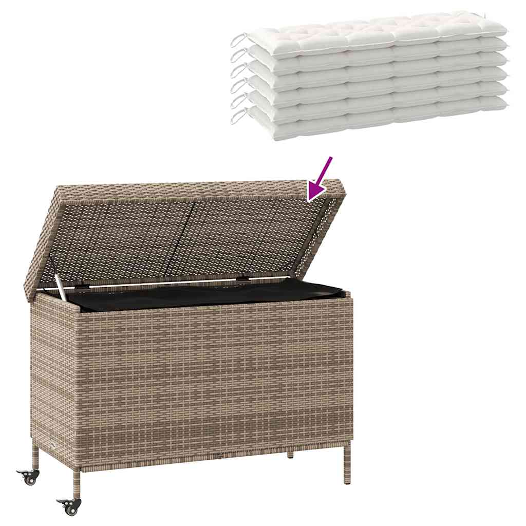 Contenitore da Giardino con Ruote Grigio 110x55x73cm Polyrattan