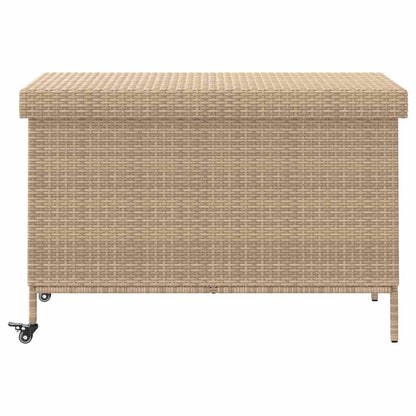 Contenitore da Giardino con Ruote Beige Misto Polyrattan