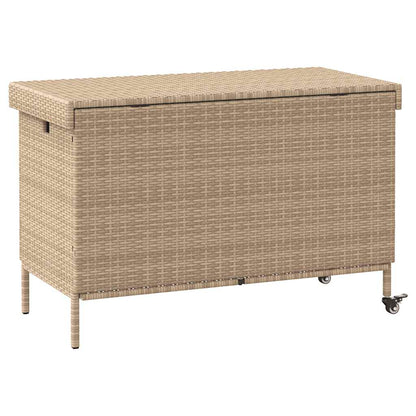 Contenitore da Giardino con Ruote Beige Misto Polyrattan