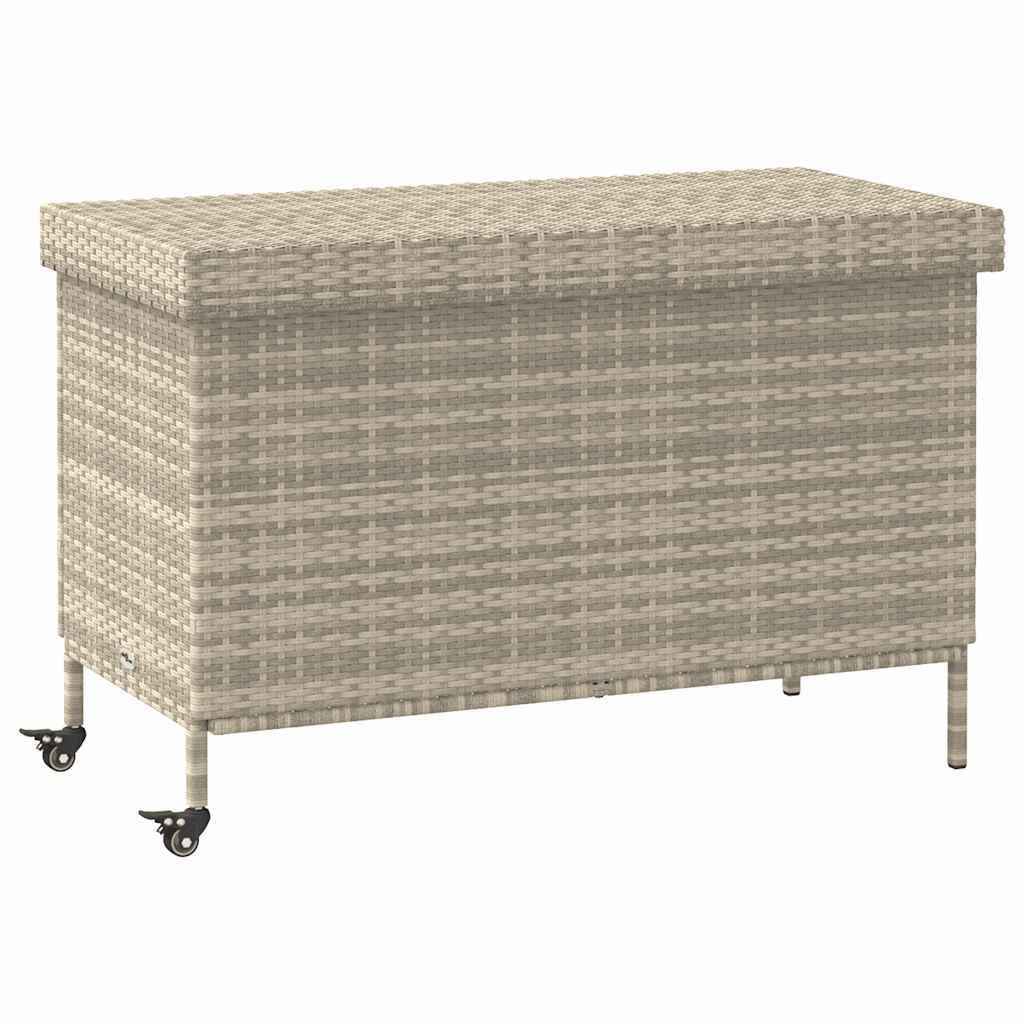 Contenitore da Giardino con Ruote Grigio Chiaro Polyrattan - homemem39