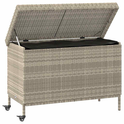 Contenitore da Giardino con Ruote Grigio Chiaro Polyrattan - homemem39