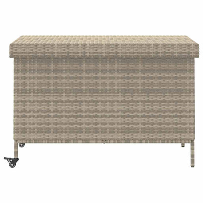 Contenitore da Giardino con Ruote Grigio Chiaro Polyrattan - homemem39