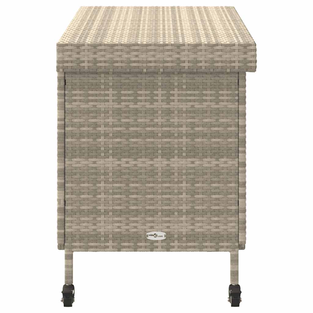 Contenitore da Giardino con Ruote Grigio Chiaro Polyrattan - homemem39