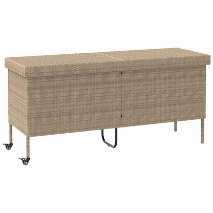 Contenitore da Giardino con Ruote Beige 160x55x75 cm Polyrattan