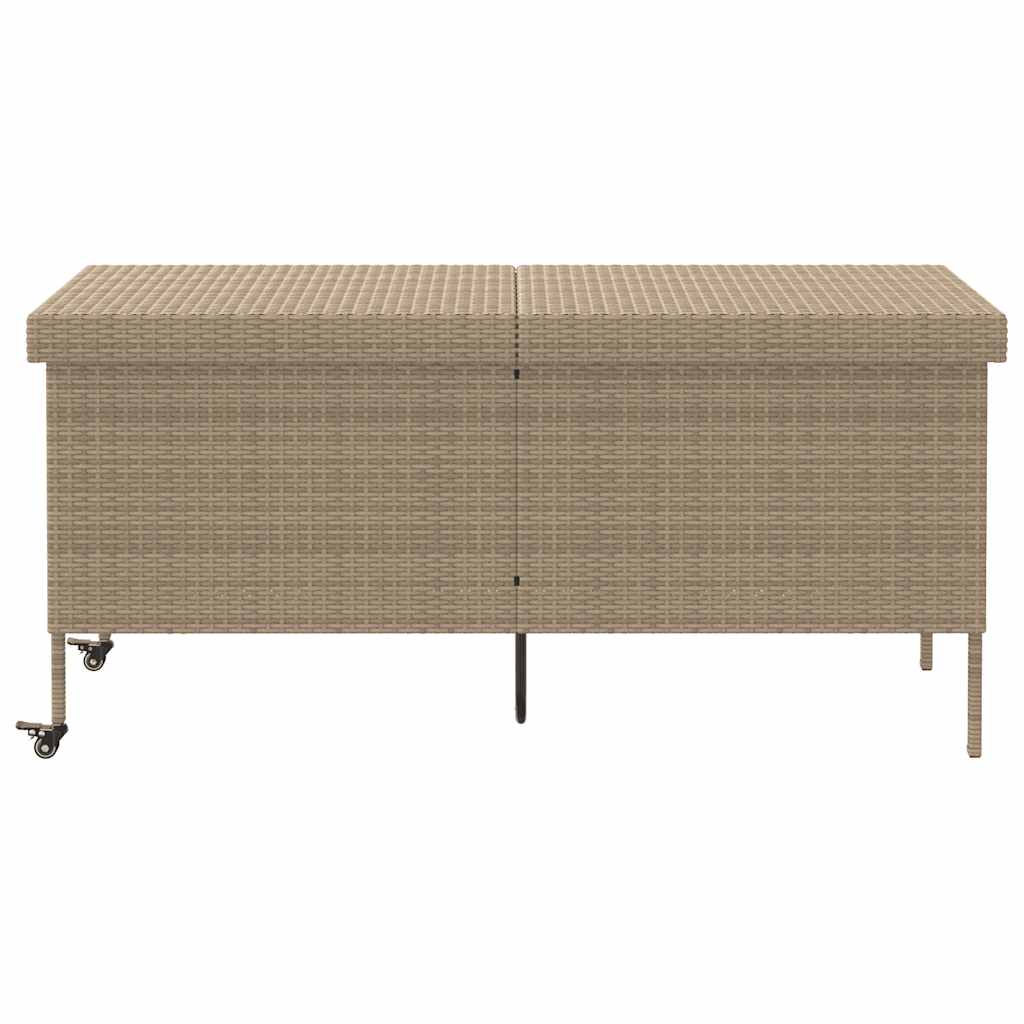 Contenitore da Giardino con Ruote Beige 160x55x75 cm Polyrattan