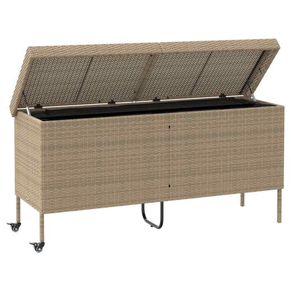 Contenitore da Giardino con Ruote Beige 160x55x75 cm Polyrattan