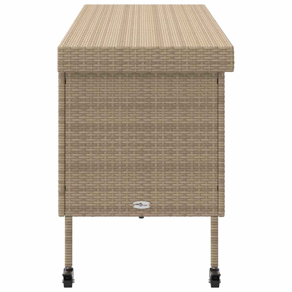 Contenitore da Giardino con Ruote Beige 160x55x75 cm Polyrattan