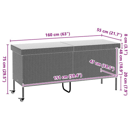 Contenitore da Giardino con Ruote Beige 160x55x75 cm Polyrattan - homemem39