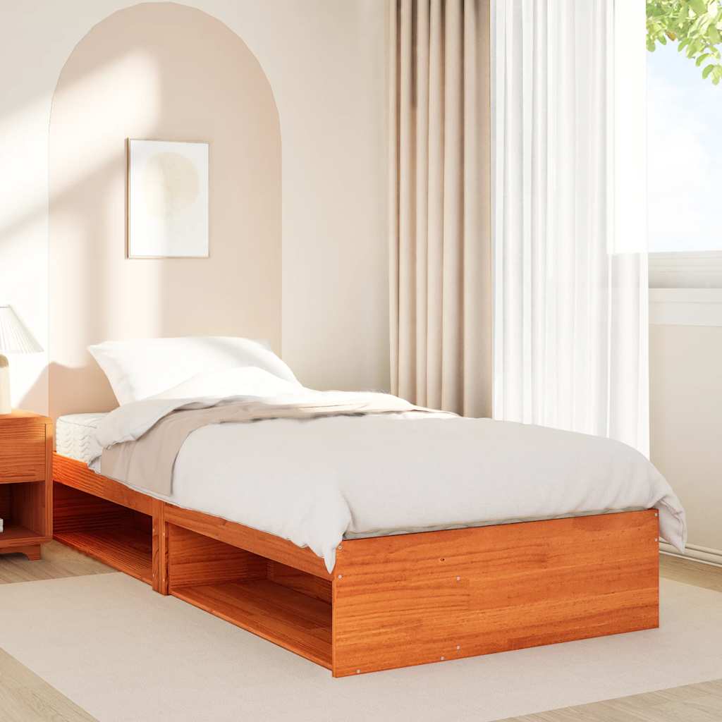 Dormeuse con Materasso Marrone 90x200 cm Legno Massello di Pino | homemem39