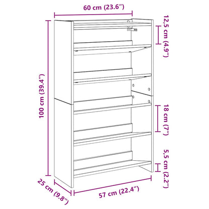 Scarpiera Nera 60x25x100 cm in Truciolato - homemem39