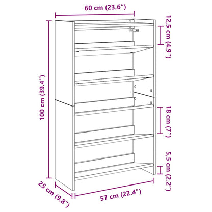 Scarpiera Grigio Cemento 60x25x100 cm in Truciolato - homemem39