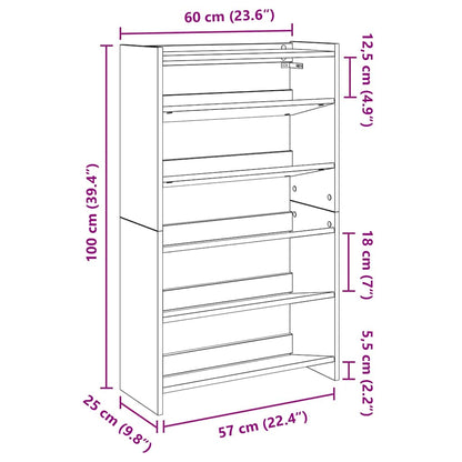 Scarpiera Grigio Sonoma 60x25x100 cm in Truciolato - homemem39