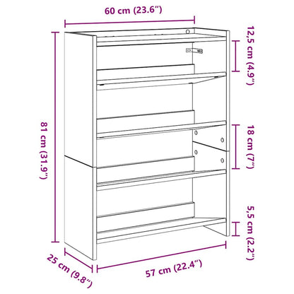 Scarpiera Rovere Sonoma 60x25x81 cm in Legno Multistrato - homemem39