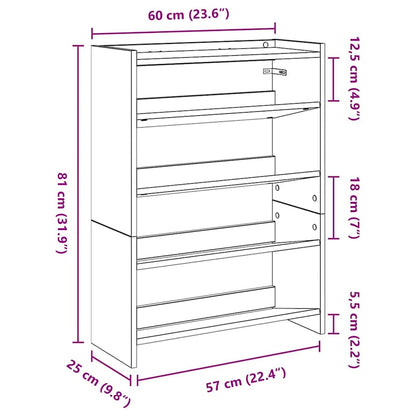 Scarpiera Grigio Cemento 60x25x81 cm in Legno Multistrato - homemem39