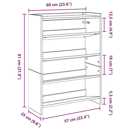 Scarpiera Legno Antico 60x25x81 cm in Legno Multistrato - homemem39