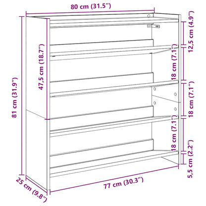 Scarpiera Grigio Sonoma 80x25x81 cm in Legno Multistrato - homemem39