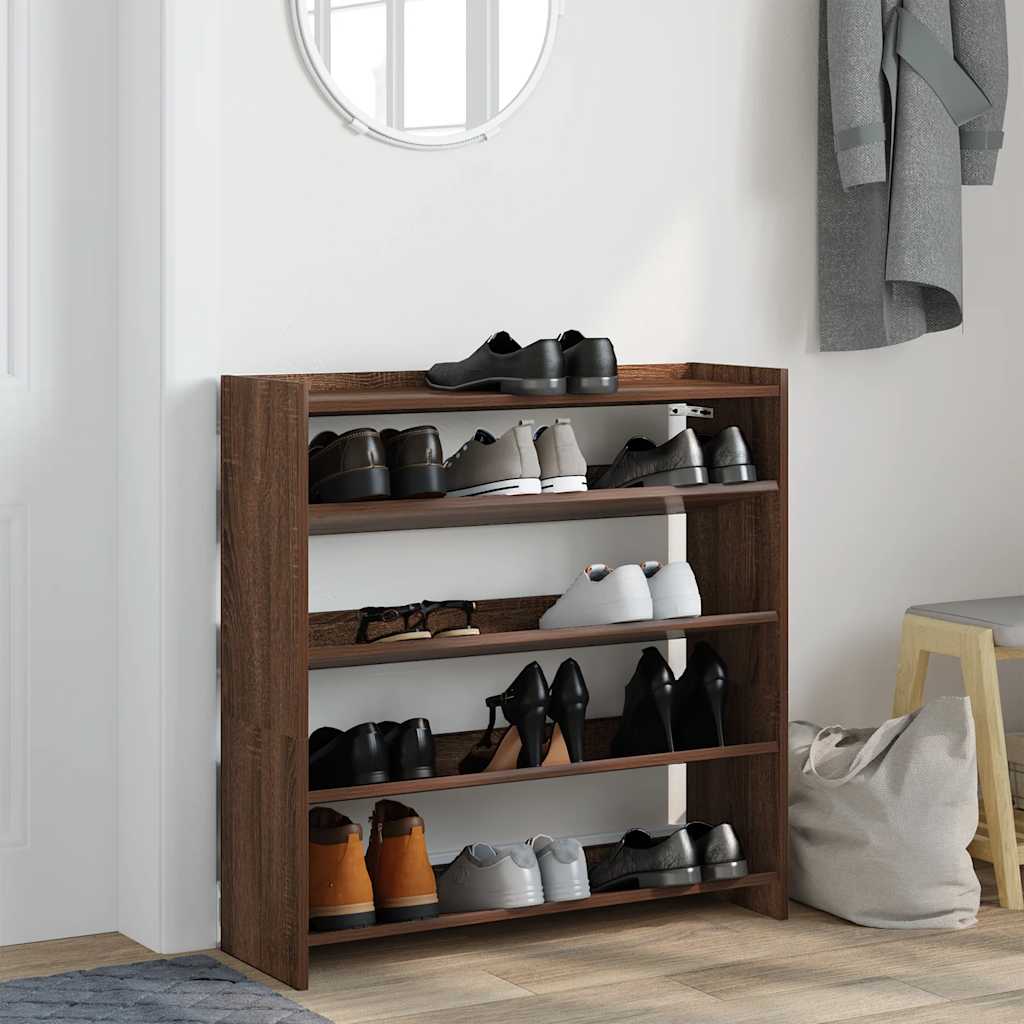 Scarpiera Rovere Marrone 80x25x81 cm in Legno Multistrato - homemem39