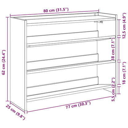 Scarpiera Grigio Sonoma 80x25x62 cm in Legno Multistrato - homemem39
