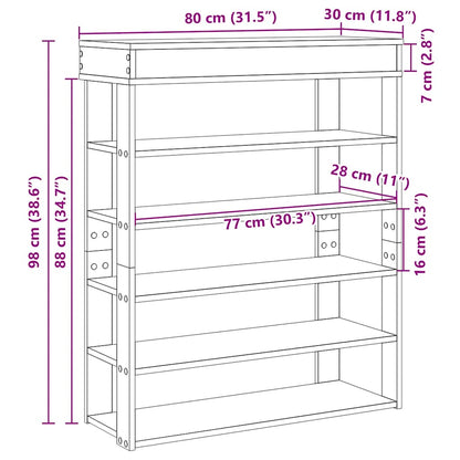 Scarpiera Grigio Sonoma 80x30x98 cm in Legno Multistrato