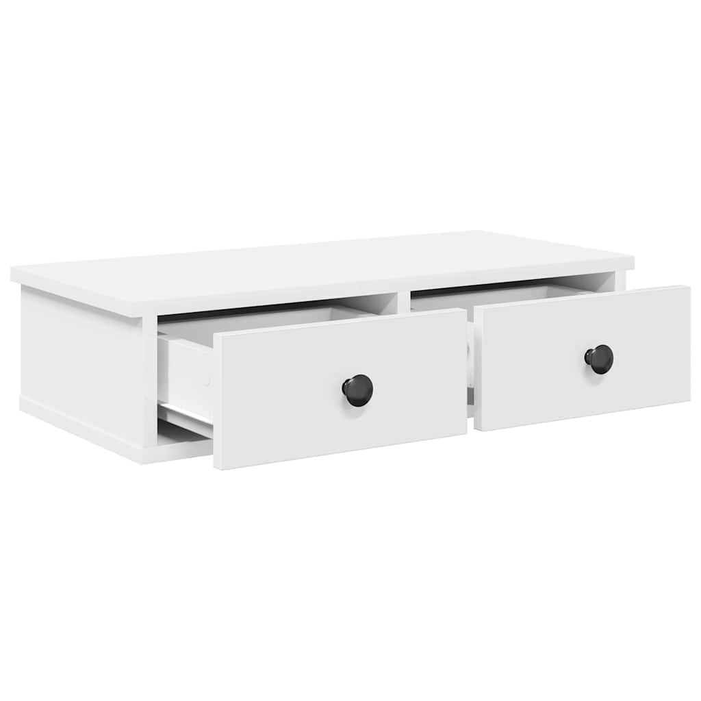 Scaffale a Parete con Cassetti Bianco 60x28x15 cm in Truciolato | homemem39