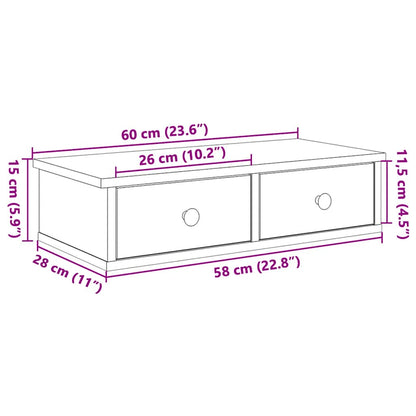Scaffale a Parete con Cassetti Grigio 60x28x15 cm in Truciolato | homemem39