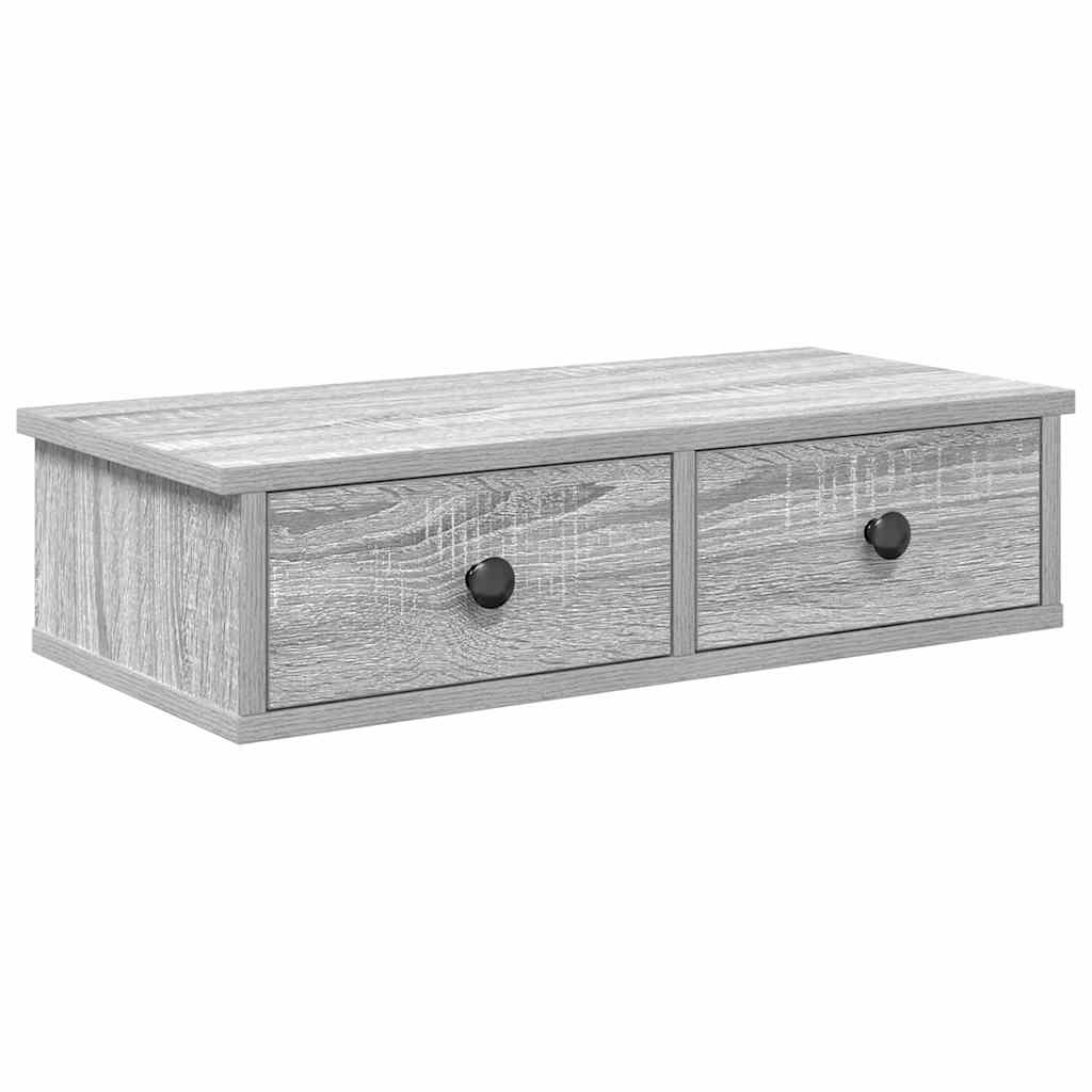 Scaffale a Parete con Cassetti Grigio 60x28x15 cm in Truciolato | homemem39